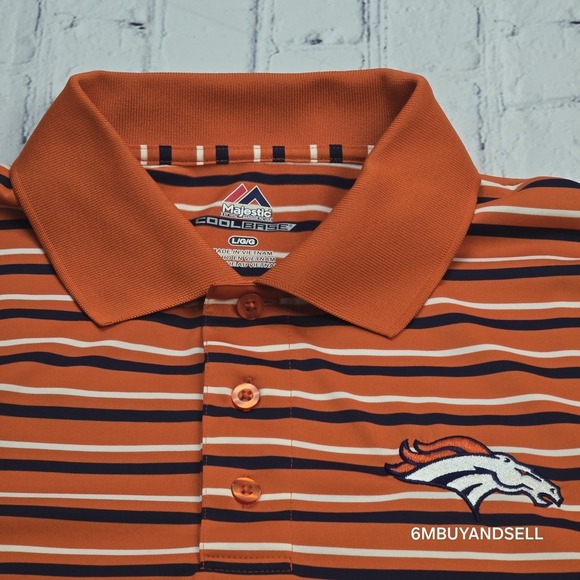 Denver Broncos Majestic Cool Base Polo Men's Large Golf Performance Shirt - Picture 12 of 13